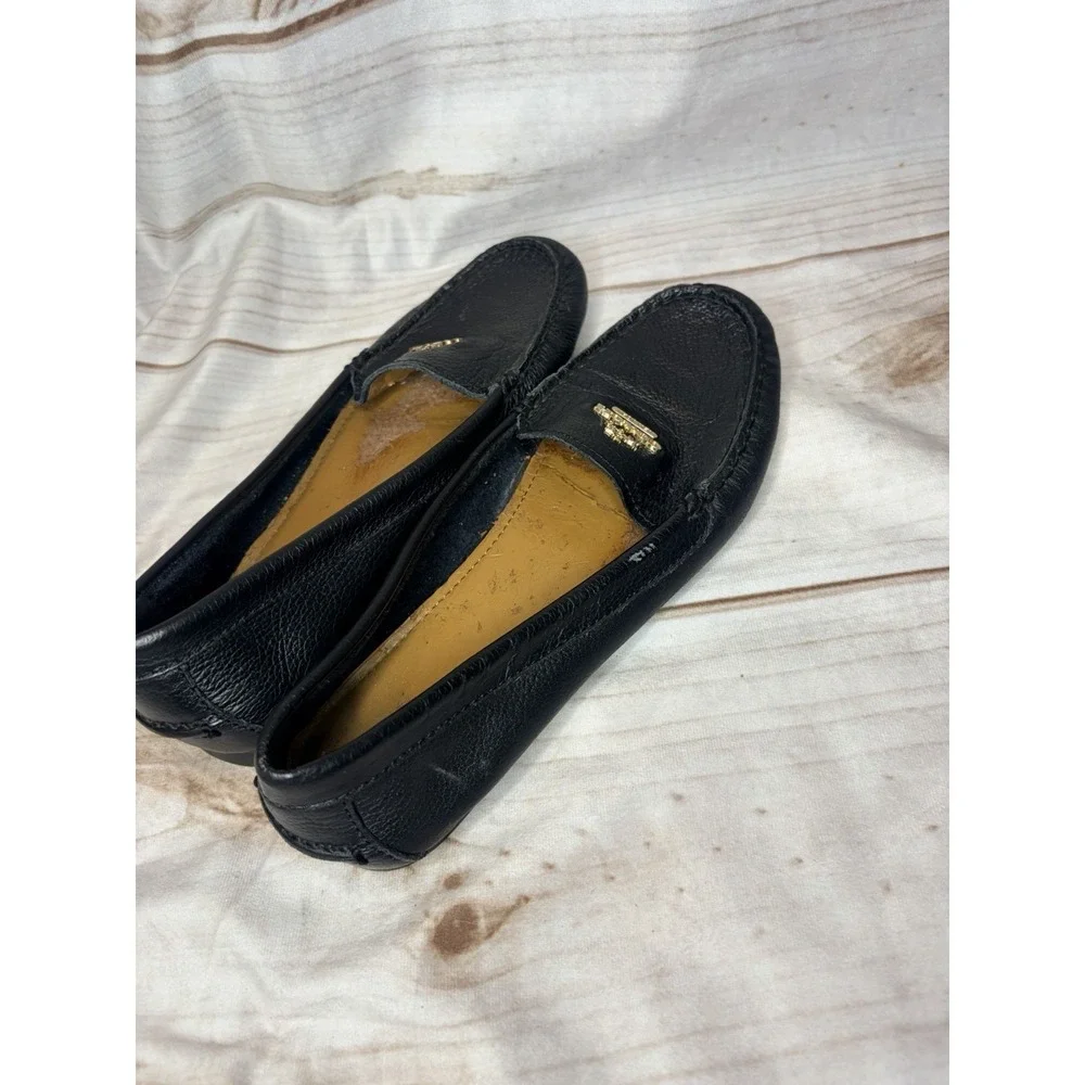 Coach Opal Black Pebbled Leather Driving Moccasin Loafers Women's 7.5B Slip‎ On